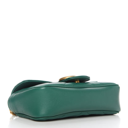 Gucci Calfskin Matelasse Super Mini GG Marmont Shoulder Bag Emerald Green 4 of 11