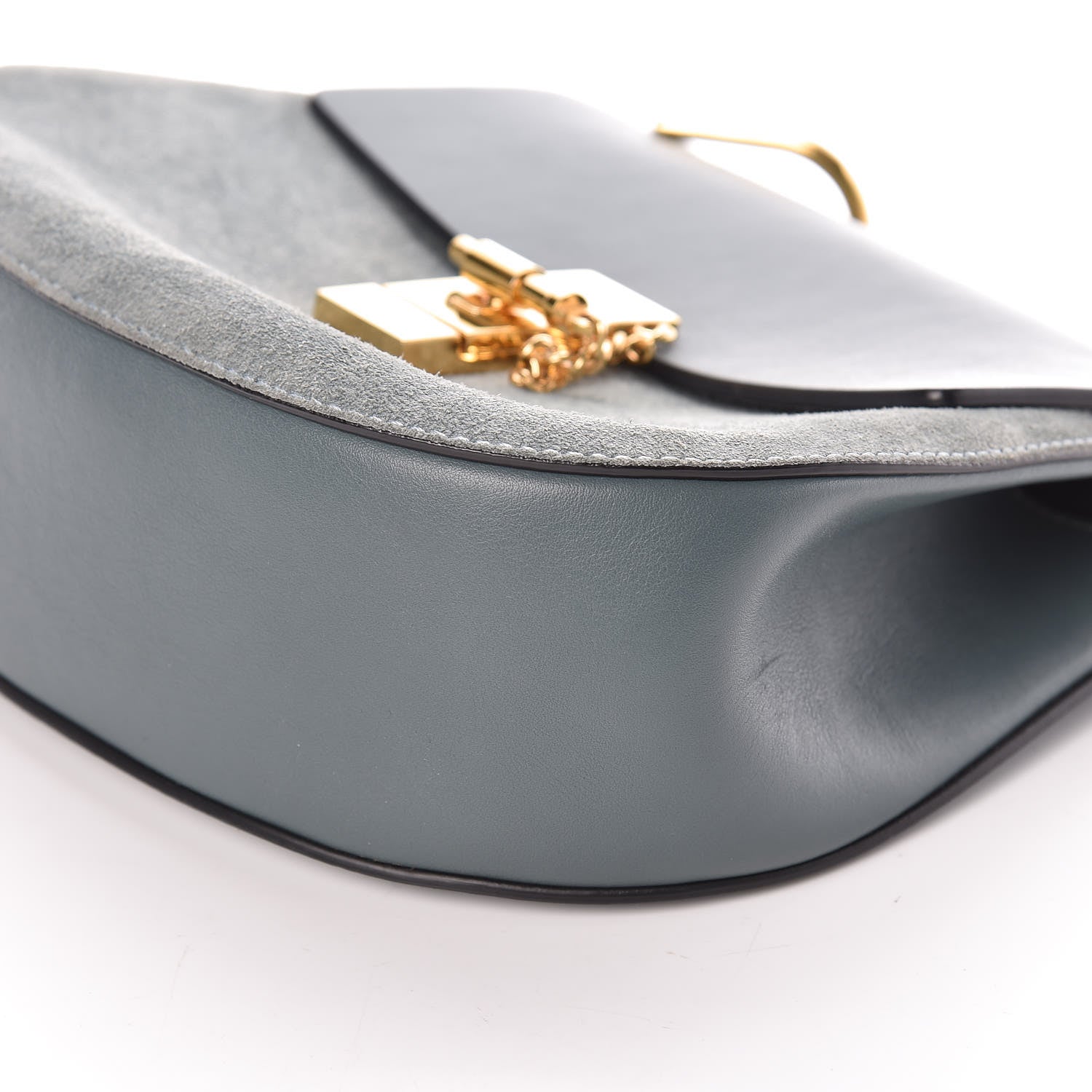 Chloe Suede Smooth Calfskin Drew Shoulder Bag Cloudy Blue 6 of 8