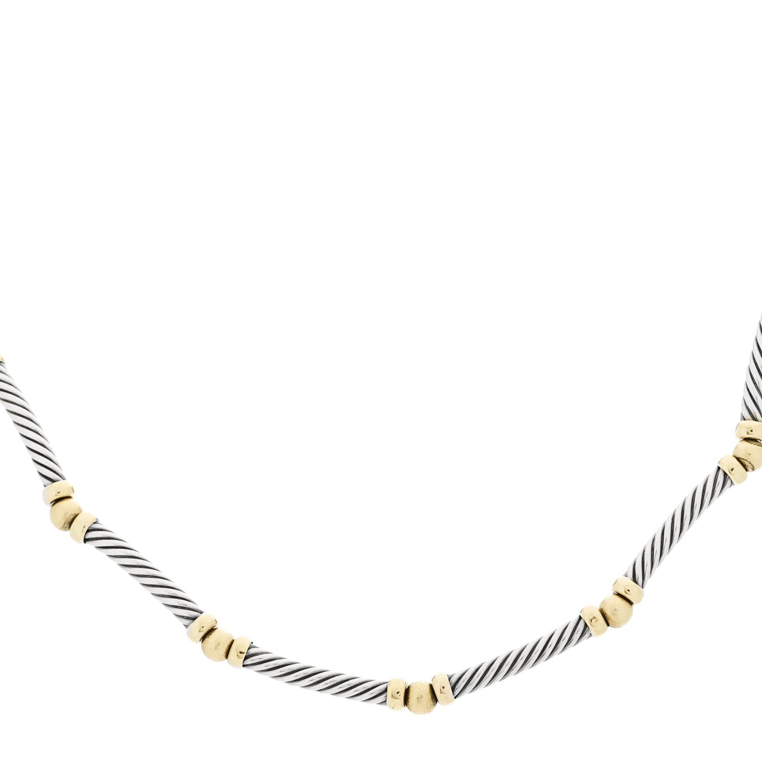David Yurman Sterling Silver 14K Yellow Gold Metro Collar Necklace 1 of 5