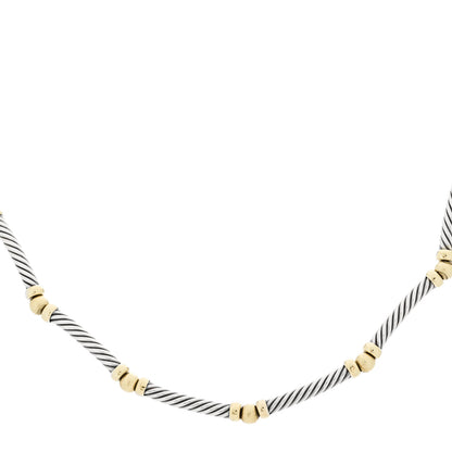 David Yurman Sterling Silver 14K Yellow Gold Metro Collar Necklace 1 of 5