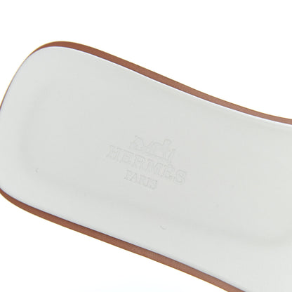 Hermes Box Calfskin Oran Sandals 38 White 6 of 9