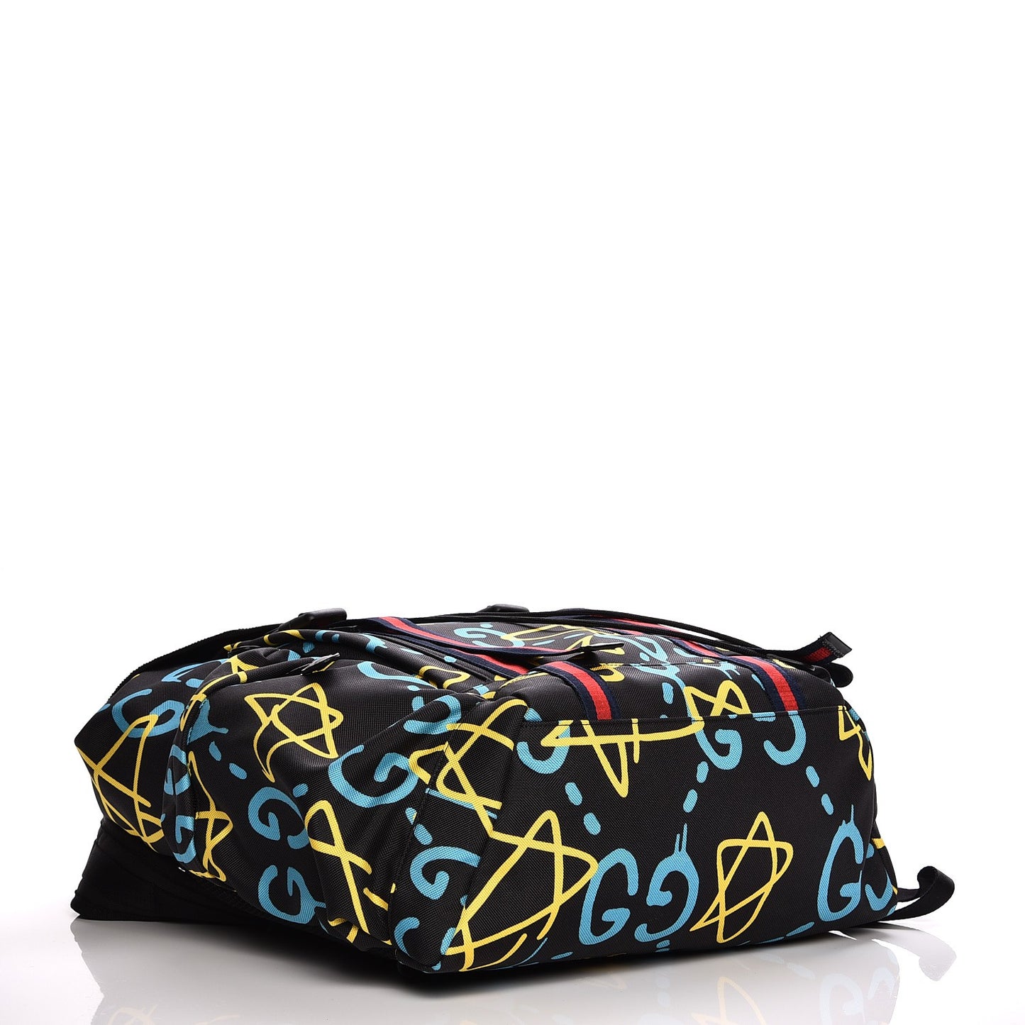 Techno Canvas GucciGhost Double Buckle Backpack Black New Acquamarine