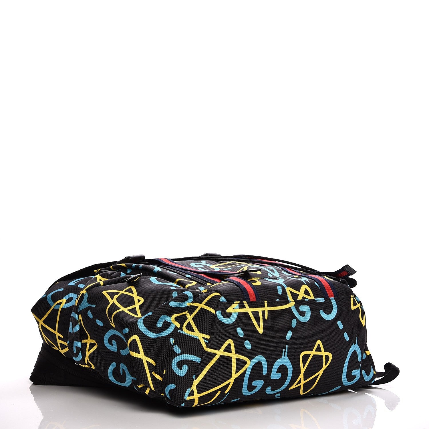 Gucci Techno Canvas GucciGhost Double Buckle Backpack Black New Acquamarine 4 of 7