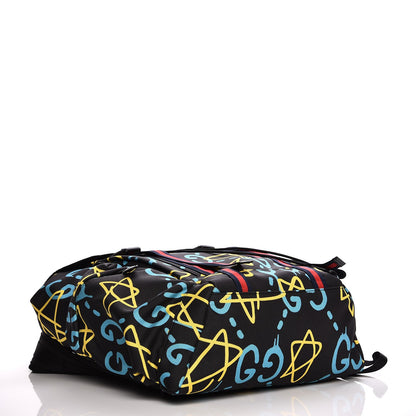 Gucci Techno Canvas GucciGhost Double Buckle Backpack Black New Acquamarine 4 of 7
