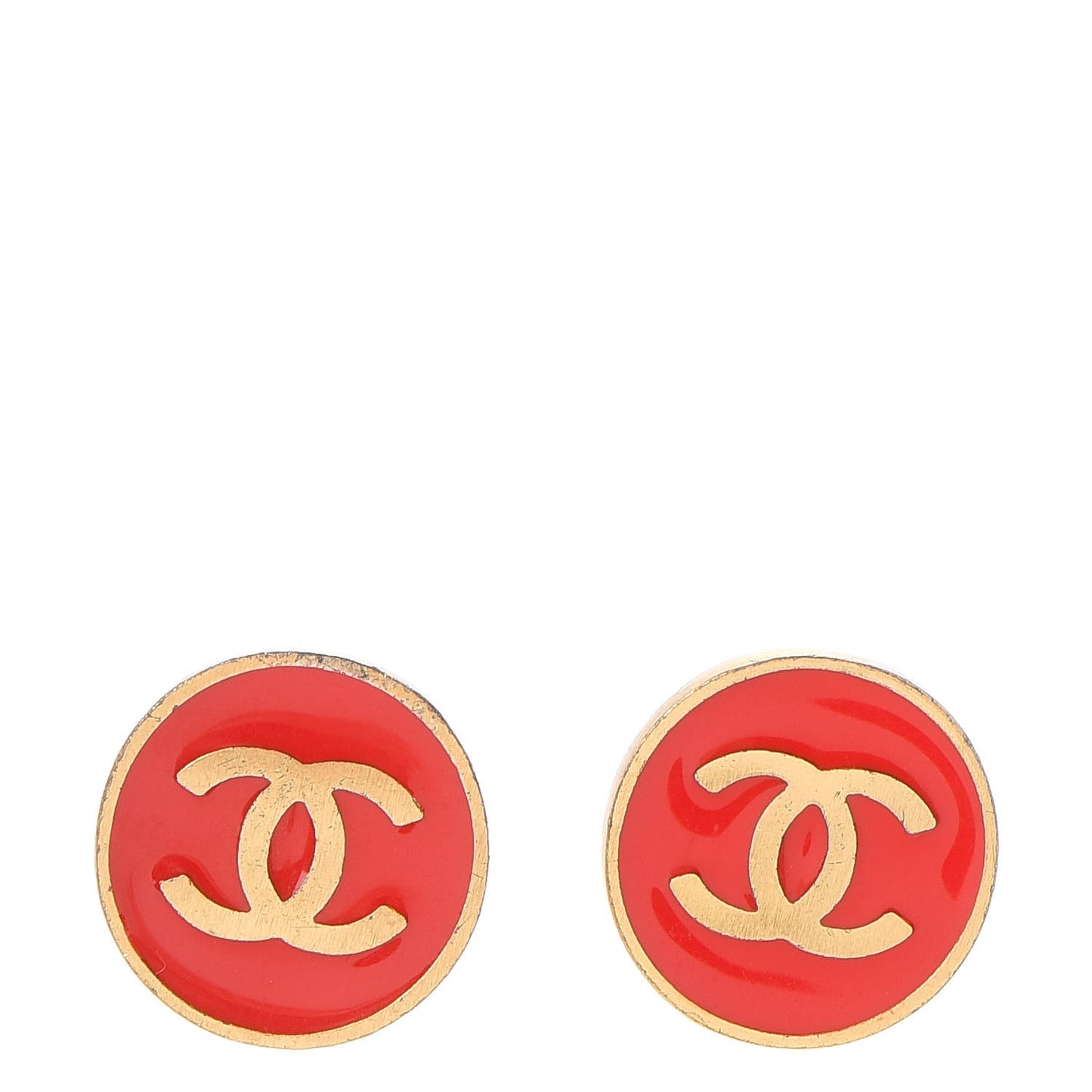 Enamel CC Clip On Earrings Red