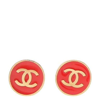 Chanel Enamel CC Clip On Earrings Red 1 of 5