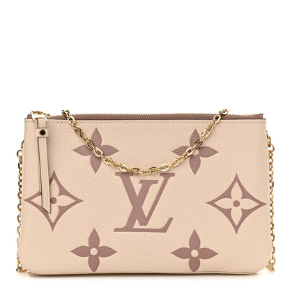 Louis Vuitton Empreinte Monogram Giant Double Zip Pochette Creme Bois De Rose 1 of 11