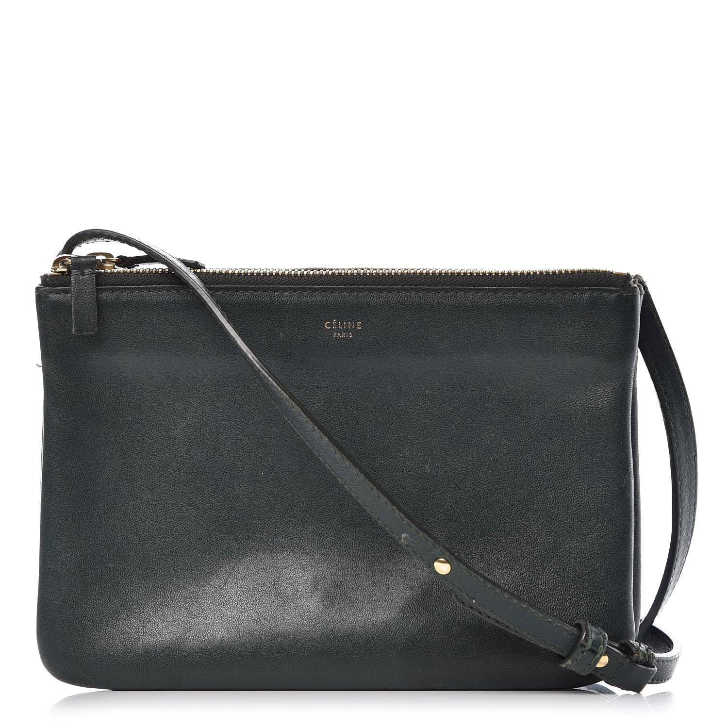 Celine Lambskin Small Trio Crossbody Bag Dark Green 2 of 42