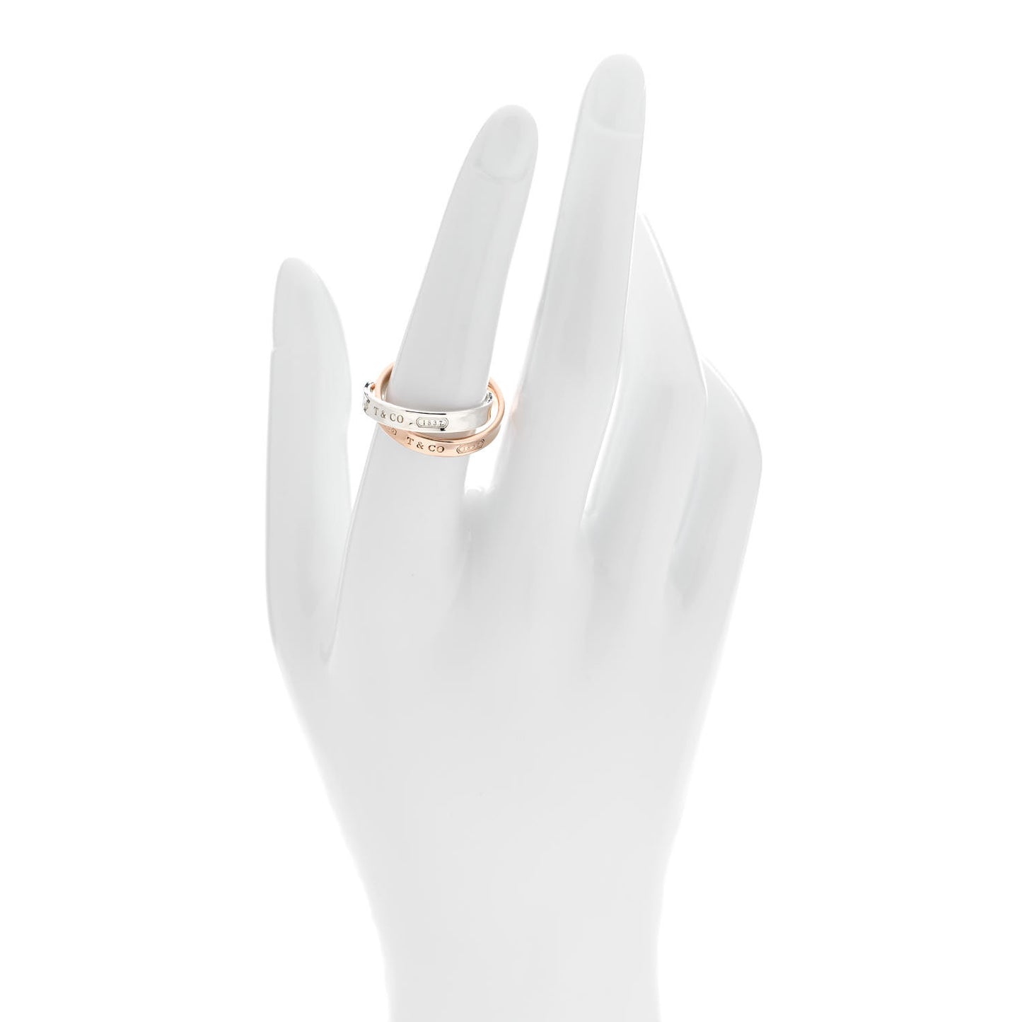 18K Rose Gold Sterling Silver 1837 Interlocking Circles Ring 56 7.75