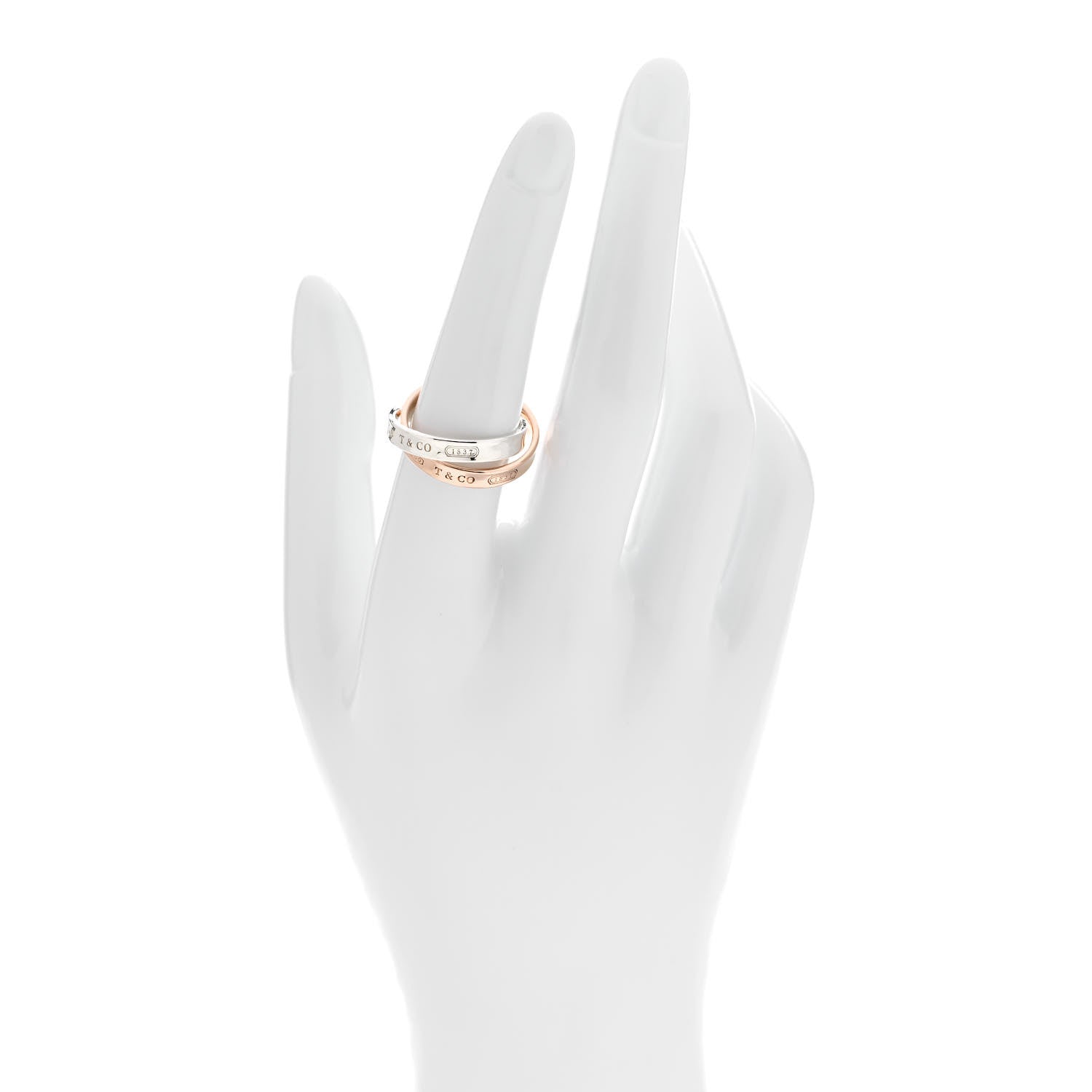 Tiffany 18K Rose Gold Sterling Silver 1837 Interlocking Circles Ring 56 7.75 2 of 4