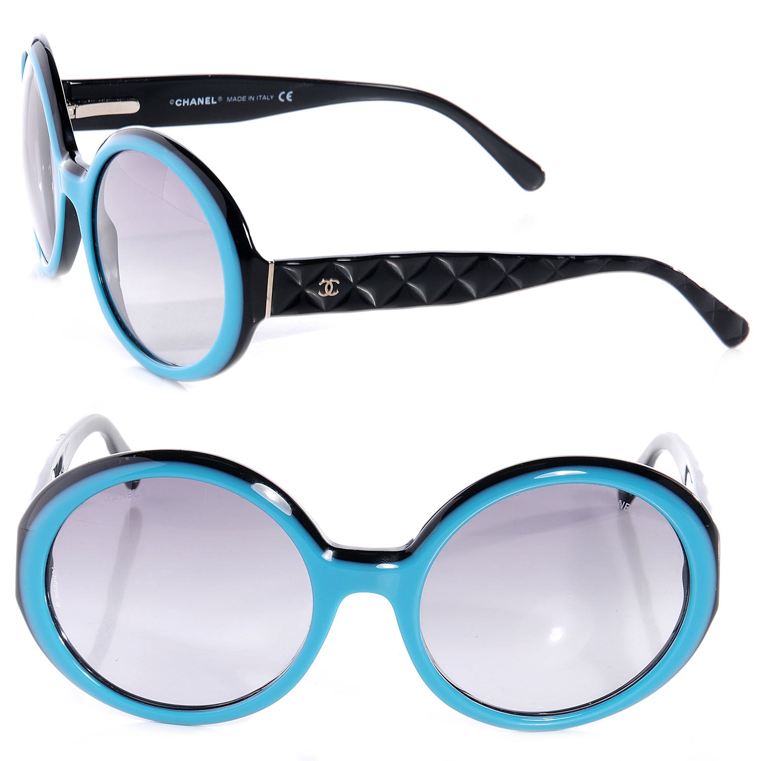 Chanel Quilted CC Mod Sunglasses 5120 Black Blue 1 of 6