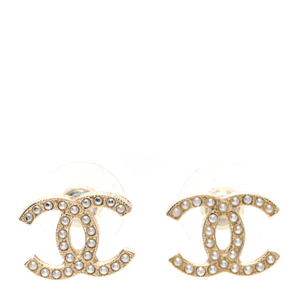 Chanel Metal Pearl CC Earrings Gold 1 of 5