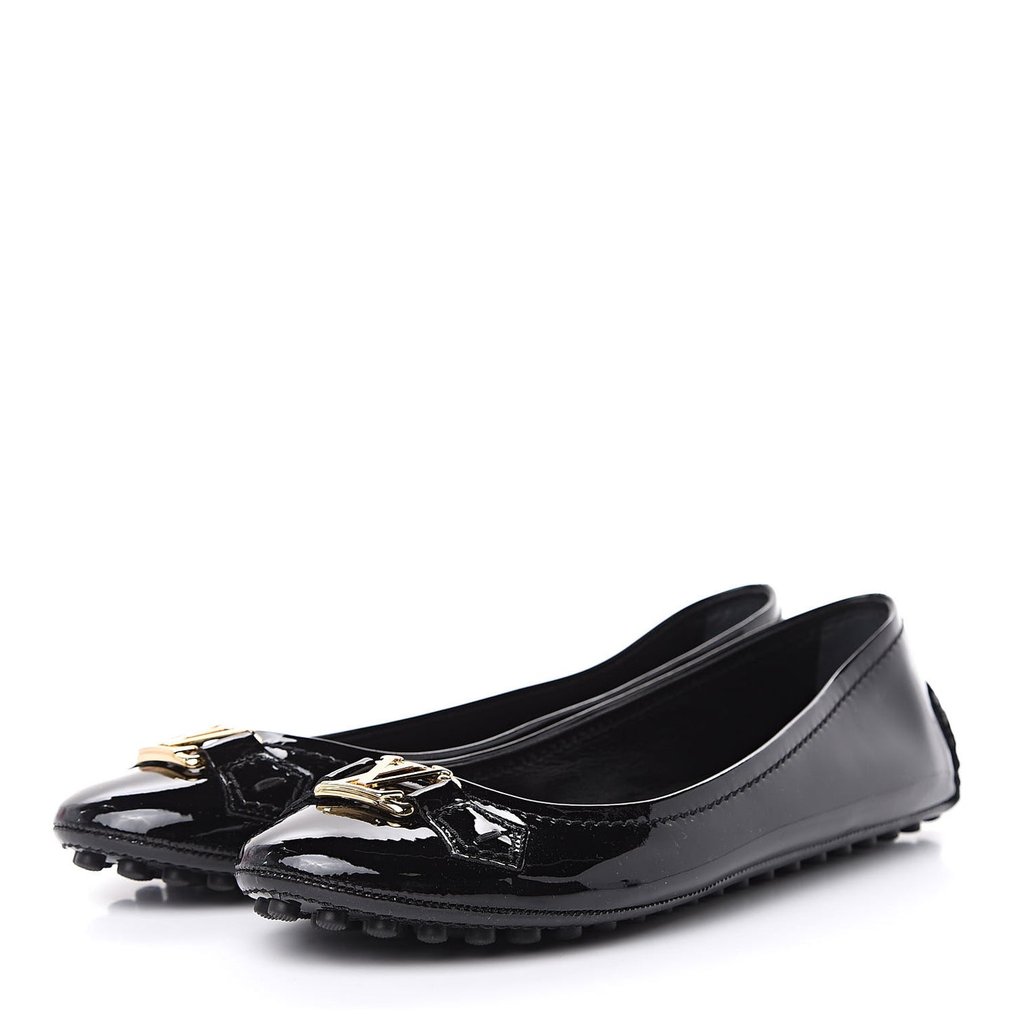 Patent Calfskin Oxford Ballerina Flats 39 Black