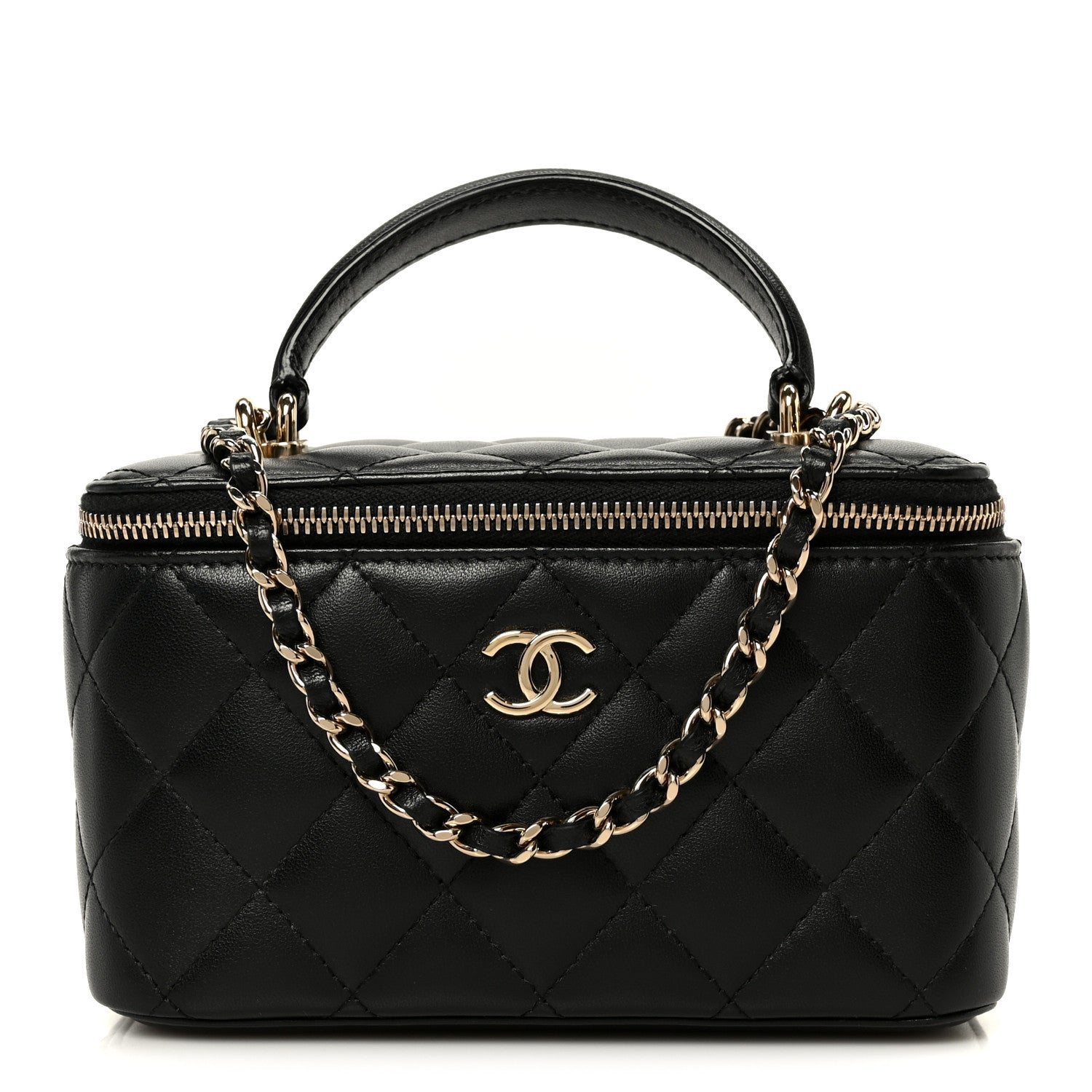 Chanel Lambskin Quilted Small Top Handle Vanity Case With Chain Black 1 of 11