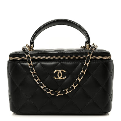 Chanel Lambskin Quilted Small Top Handle Vanity Case With Chain Black 1 of 11