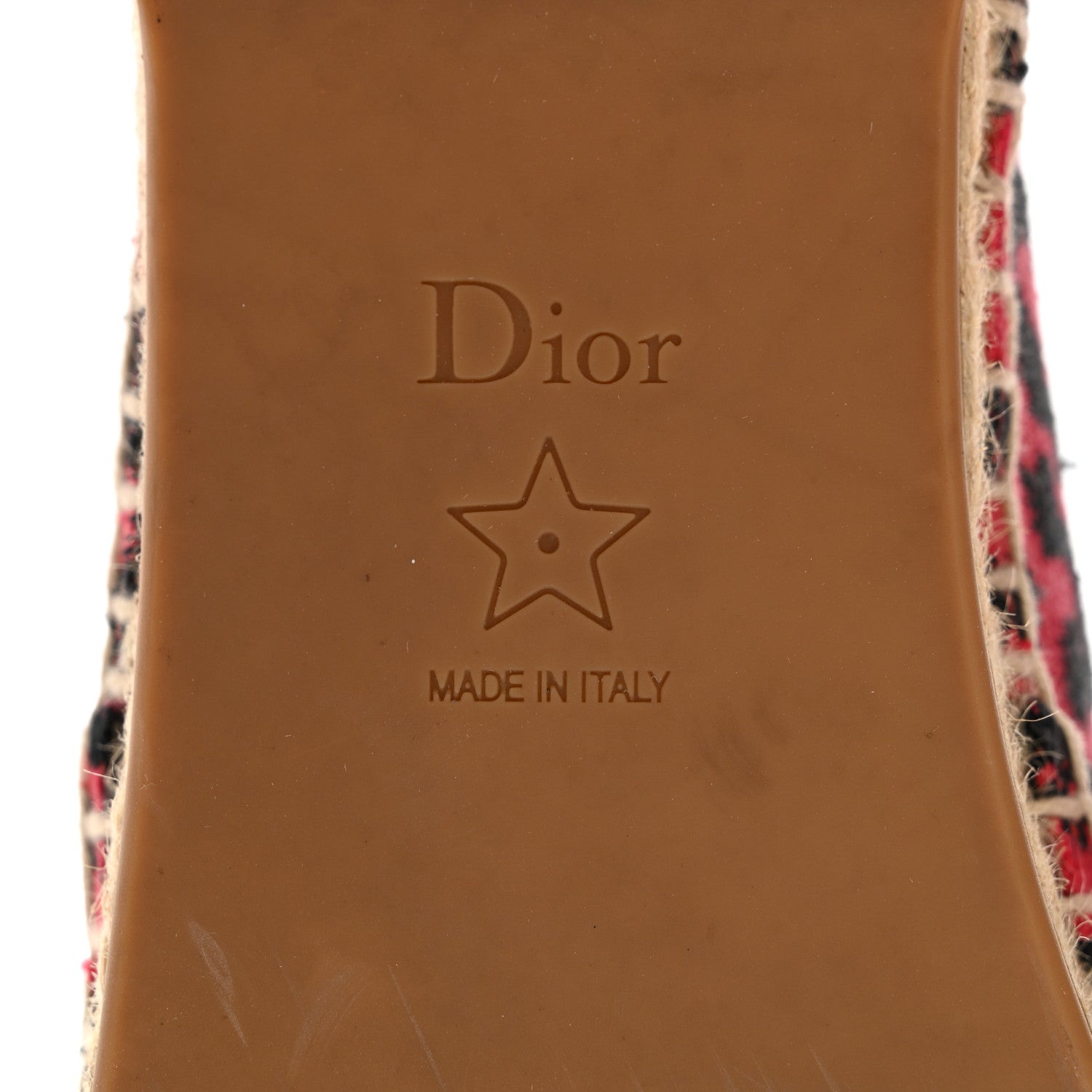 Christian Dior Cotton Embroidered Leopard Print Granville Espadrille 37 Red 8 of 9