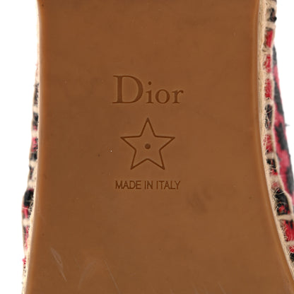 Christian Dior Cotton Embroidered Leopard Print Granville Espadrille 37 Red 8 of 9