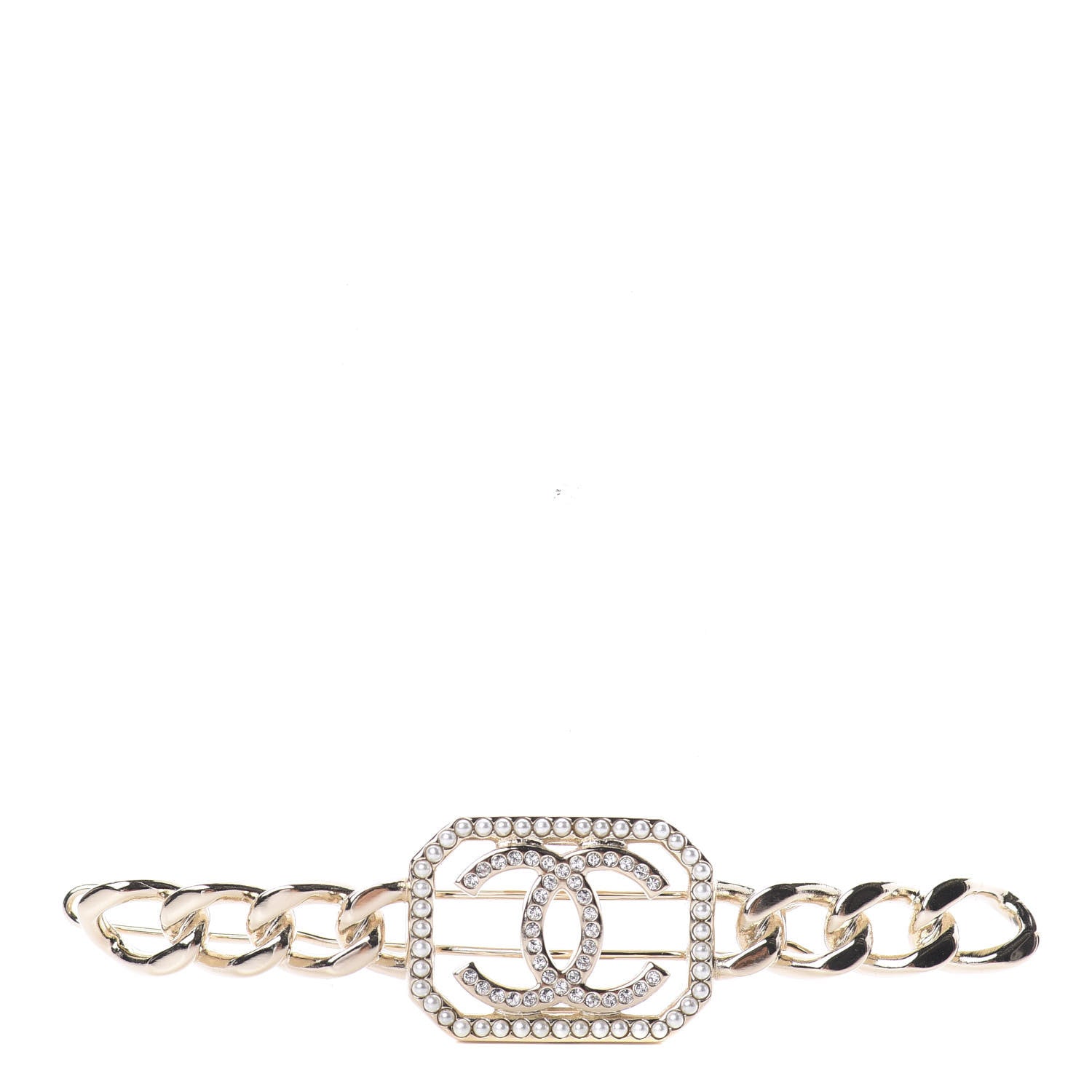 Chanel Crystal Chain CC Vendome Hair Clip Barrette Gold 1 of 3