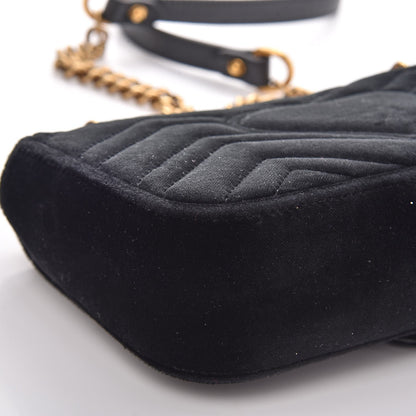 Gucci Velvet Matelasse Mini GG Marmont Shoulder Bag Black 8 of 15