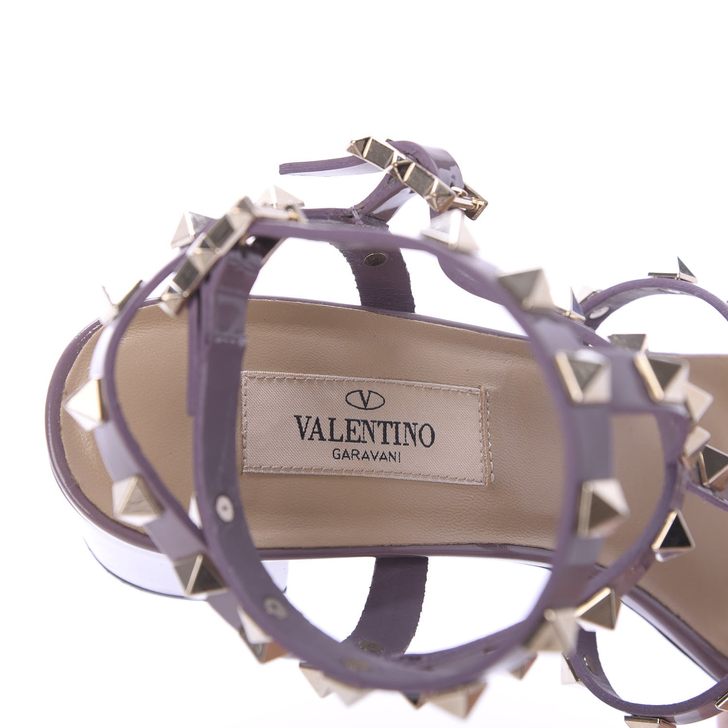 Valentino Garavani Patent Rockstud 60mm City Sandals 37.5 Dark Mauve 8 of 9