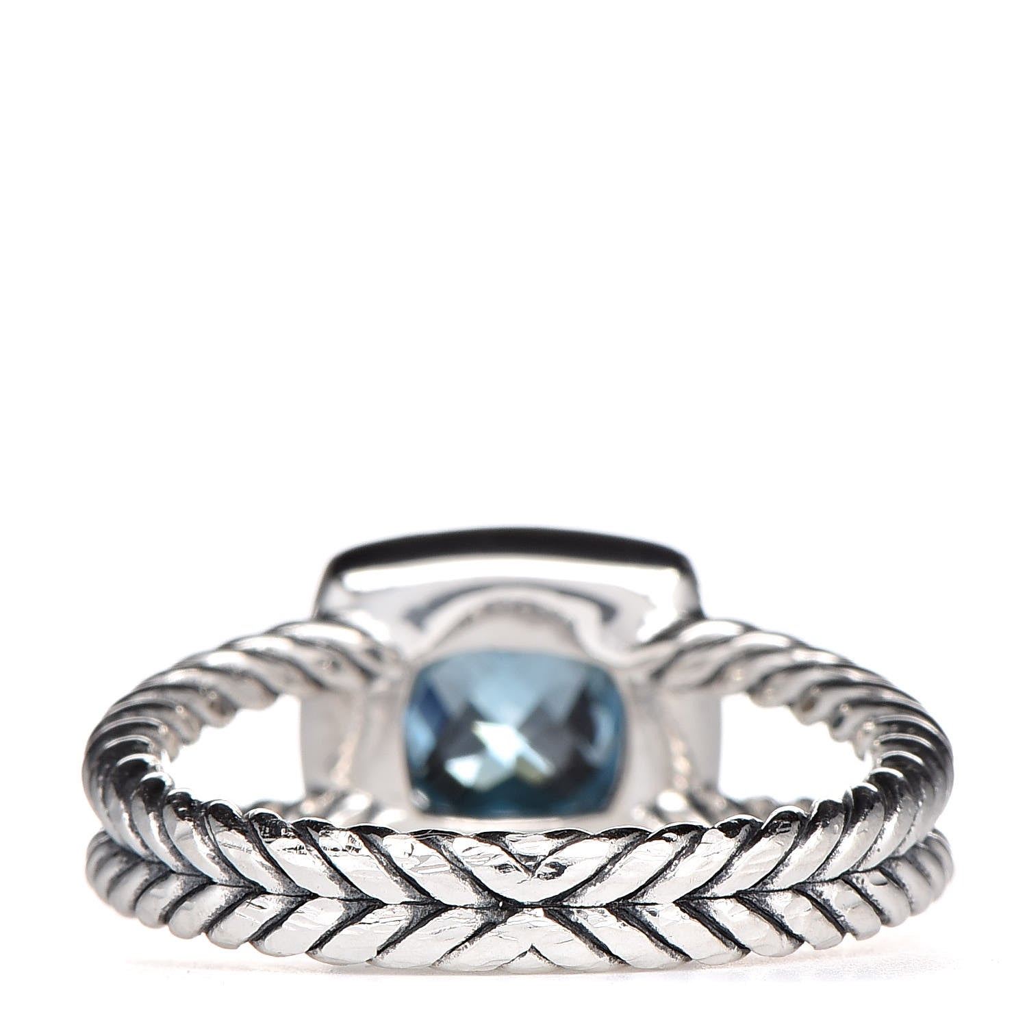 David Yurman Sterling Silver Diamond Blue Topaz 7mm Petite Albion Ring 60 9 4 of 5