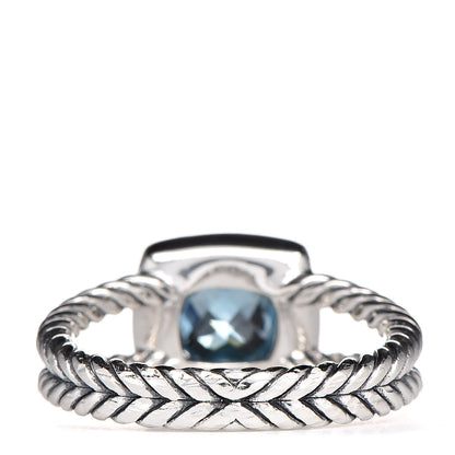 David Yurman Sterling Silver Diamond Blue Topaz 7mm Petite Albion Ring 60 9 4 of 5