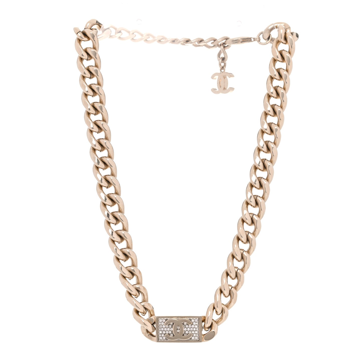 Crystal CC Chain Link Choker Necklace Gold