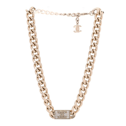 Chanel Crystal CC Chain Link Choker Necklace Gold 2 of 4