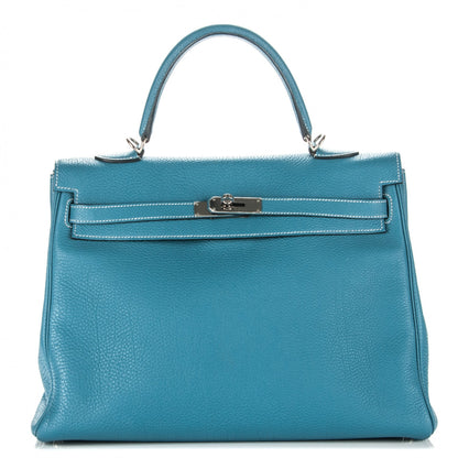 Hermes Togo Kelly Retourne 32 Blue Jean 1 of 30
