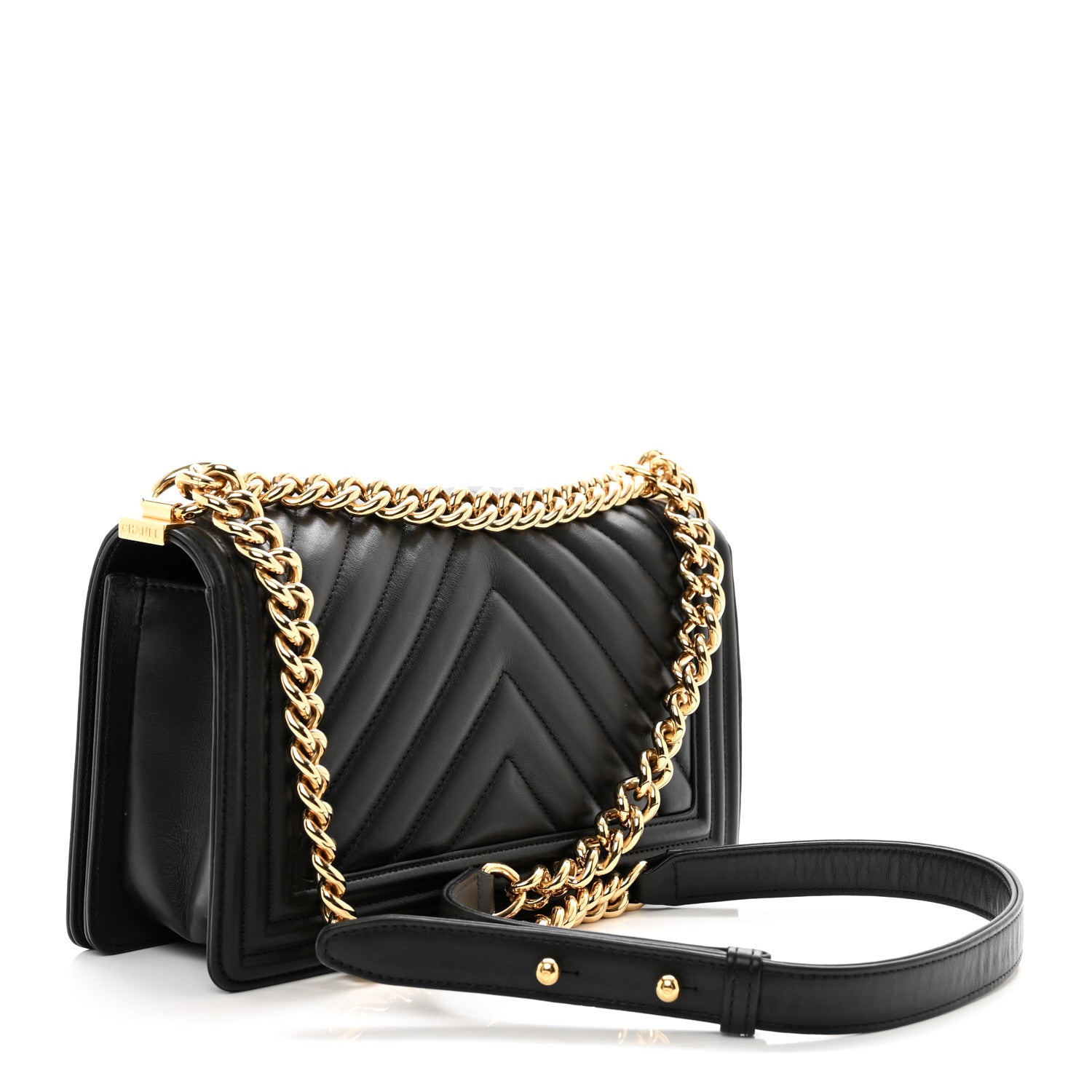 Chanel Calfskin Chevron Quilted Medium Boy Flap Black 3 of 10