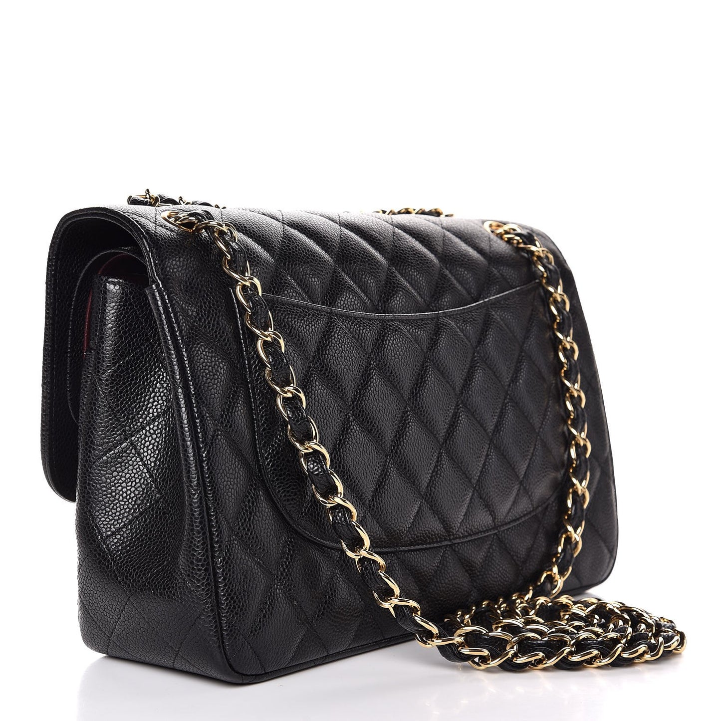 Caviar Quilted Jumbo Double Flap Black