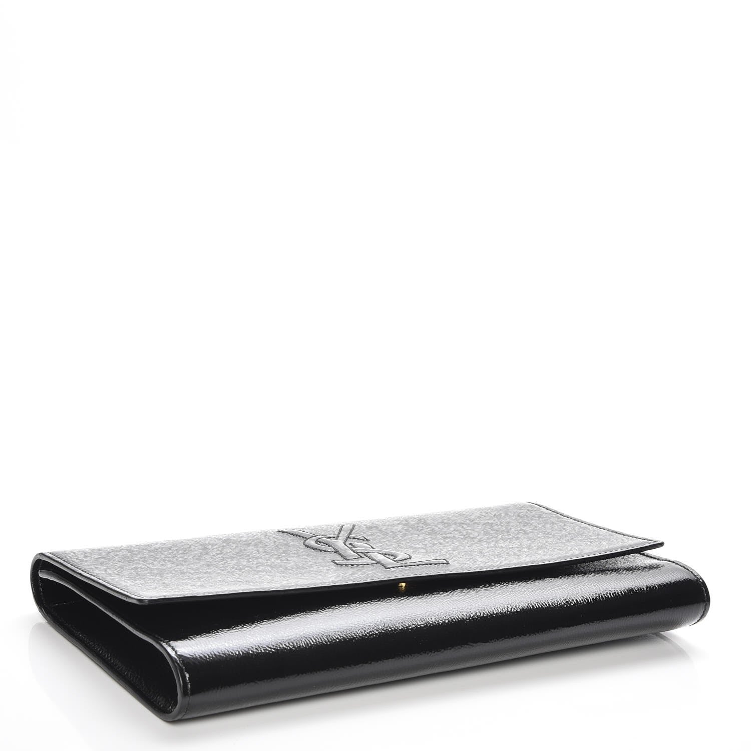 Saint Laurent Textured Patent Monogram Large Belle De Jour Clutch Black 4 of 6