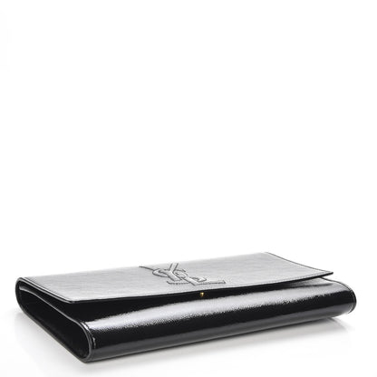 Saint Laurent Textured Patent Monogram Large Belle De Jour Clutch Black 4 of 6
