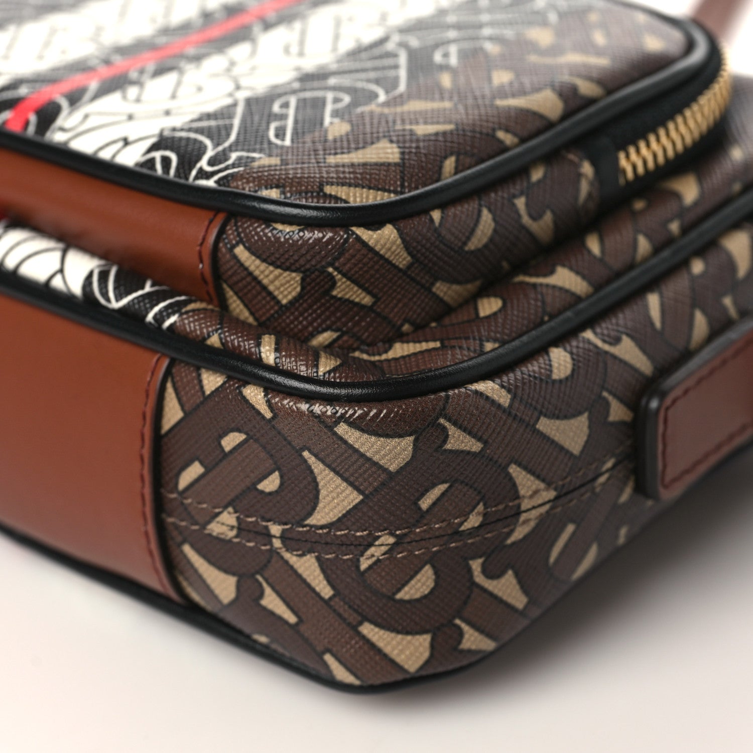 Burberry E-Canvas Monogram Stripe Camera Bag Bridle Brown 8 of 8