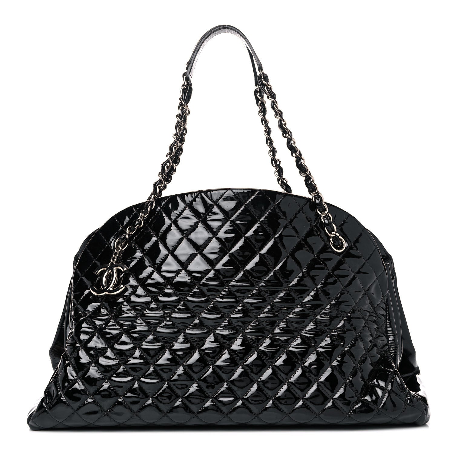 Chanel Patent Quilted Maxi Just Mademoiselle Bowling Bag Black 1 of 12