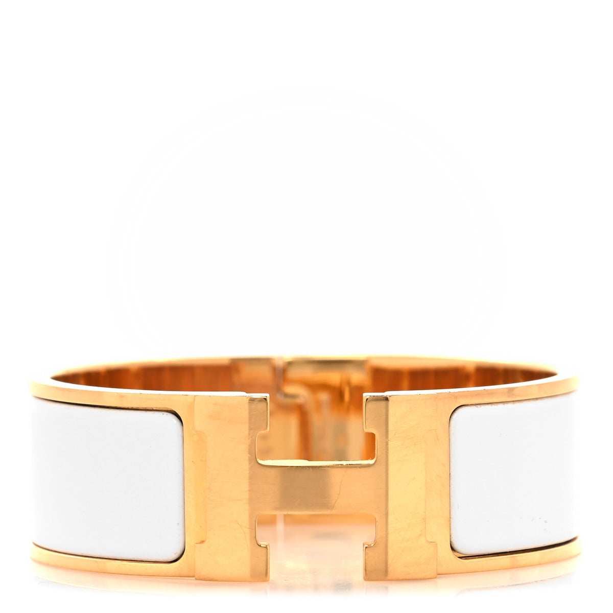 Enamel Wide Clic Clac H Bracelet PM White