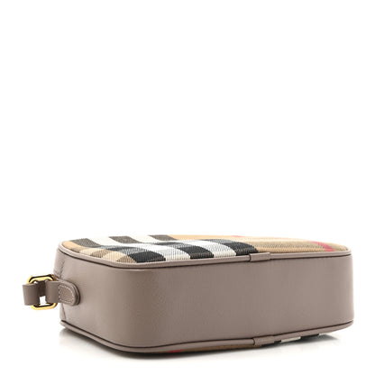 Burberry Calfskin House Check Small Camera Bag Grey Mink 4 of 9