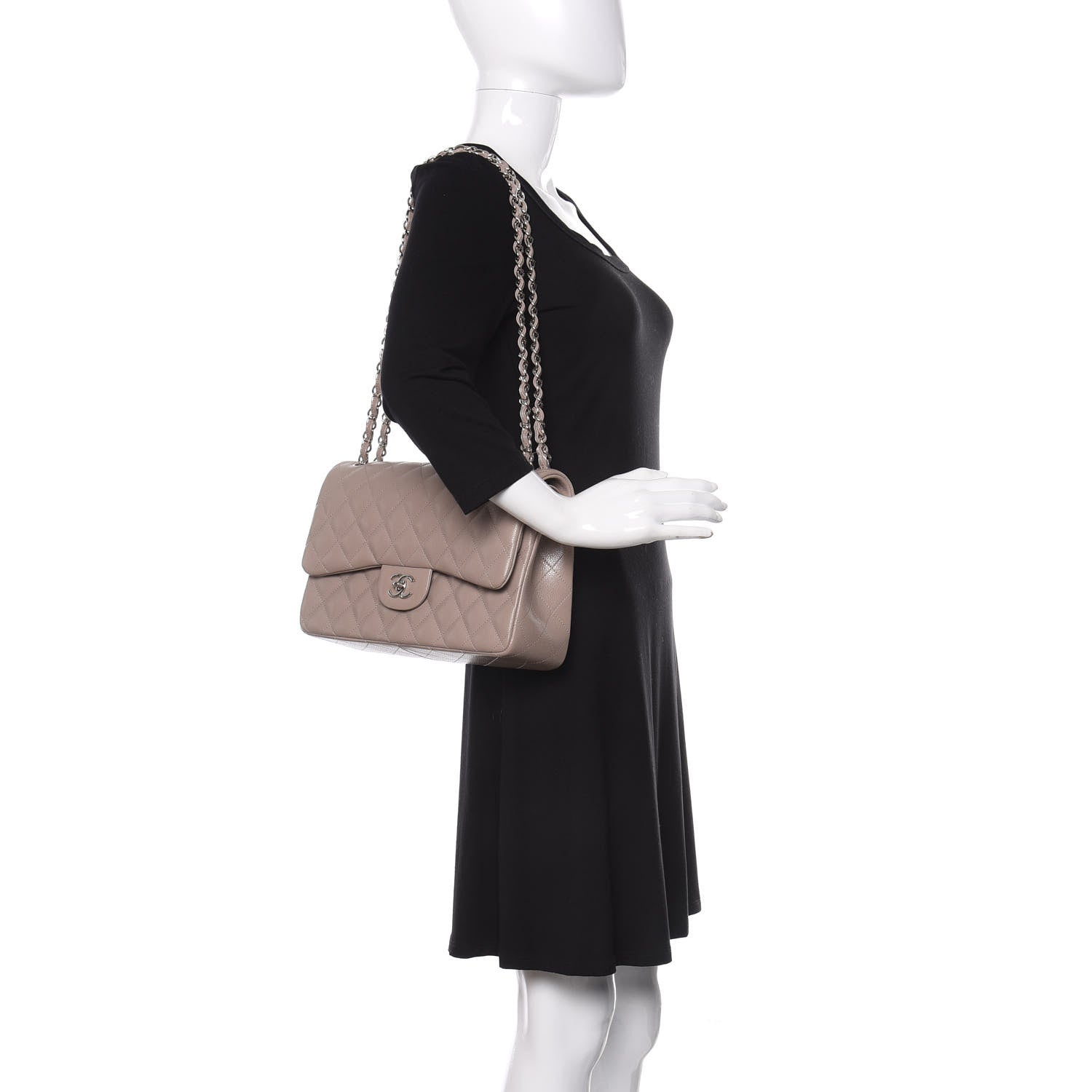 Chanel Caviar Quilted Jumbo Double Flap Beige 2 of 11