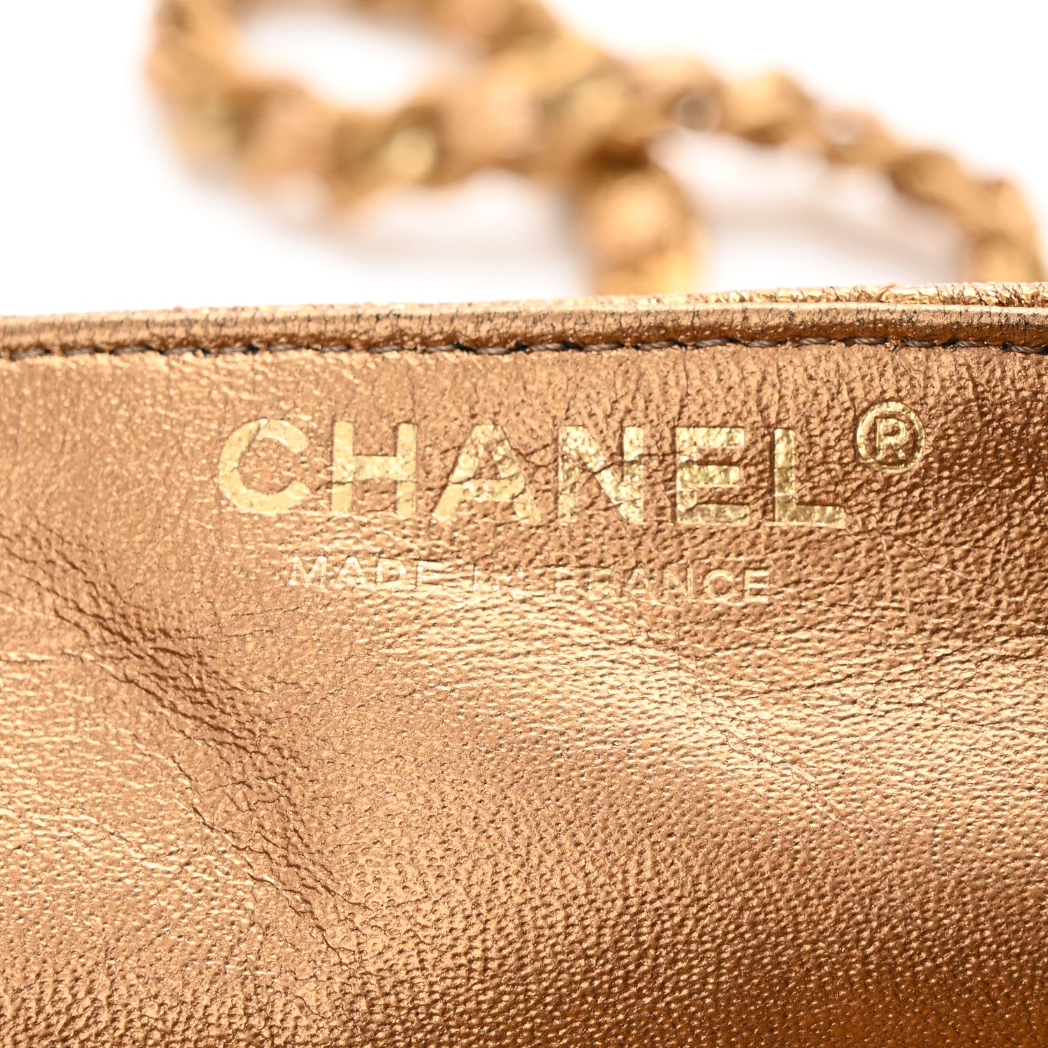 Chanel Metallic Crackled Calfskin Quilted East West Flap Dark Gold 6 of 10