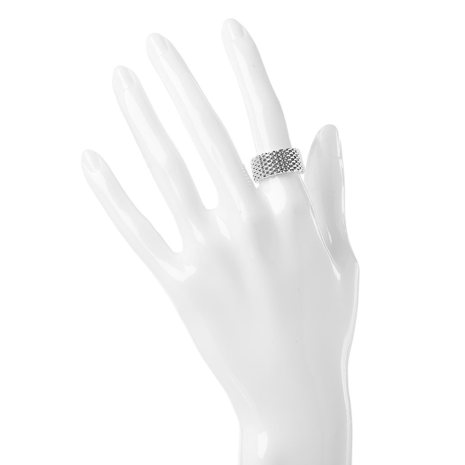 Tiffany Sterling Silver Mesh Somerset Ring 52 6 2 of 4