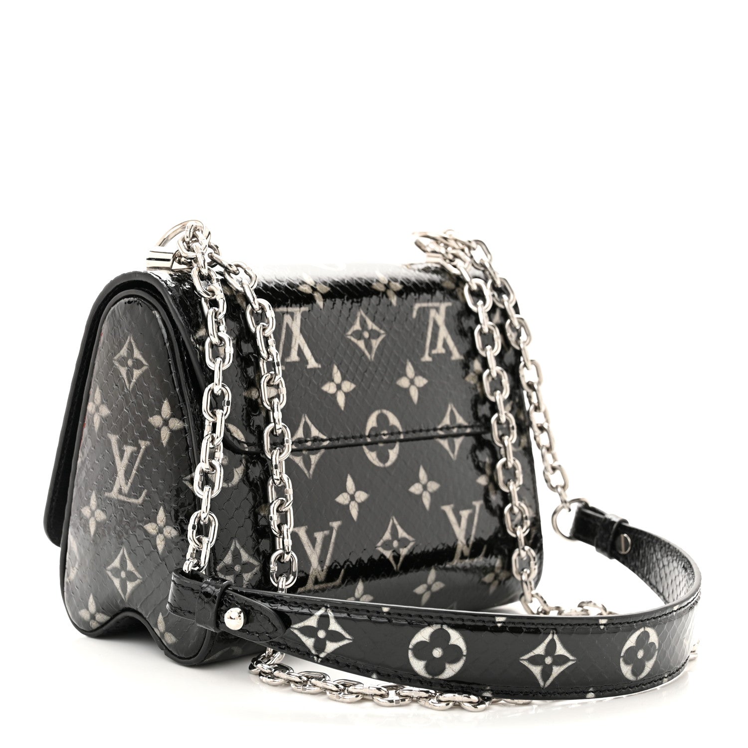 Louis Vuitton Snakeskin Monogram Twist Shoulder Bag PM Black 4 of 10