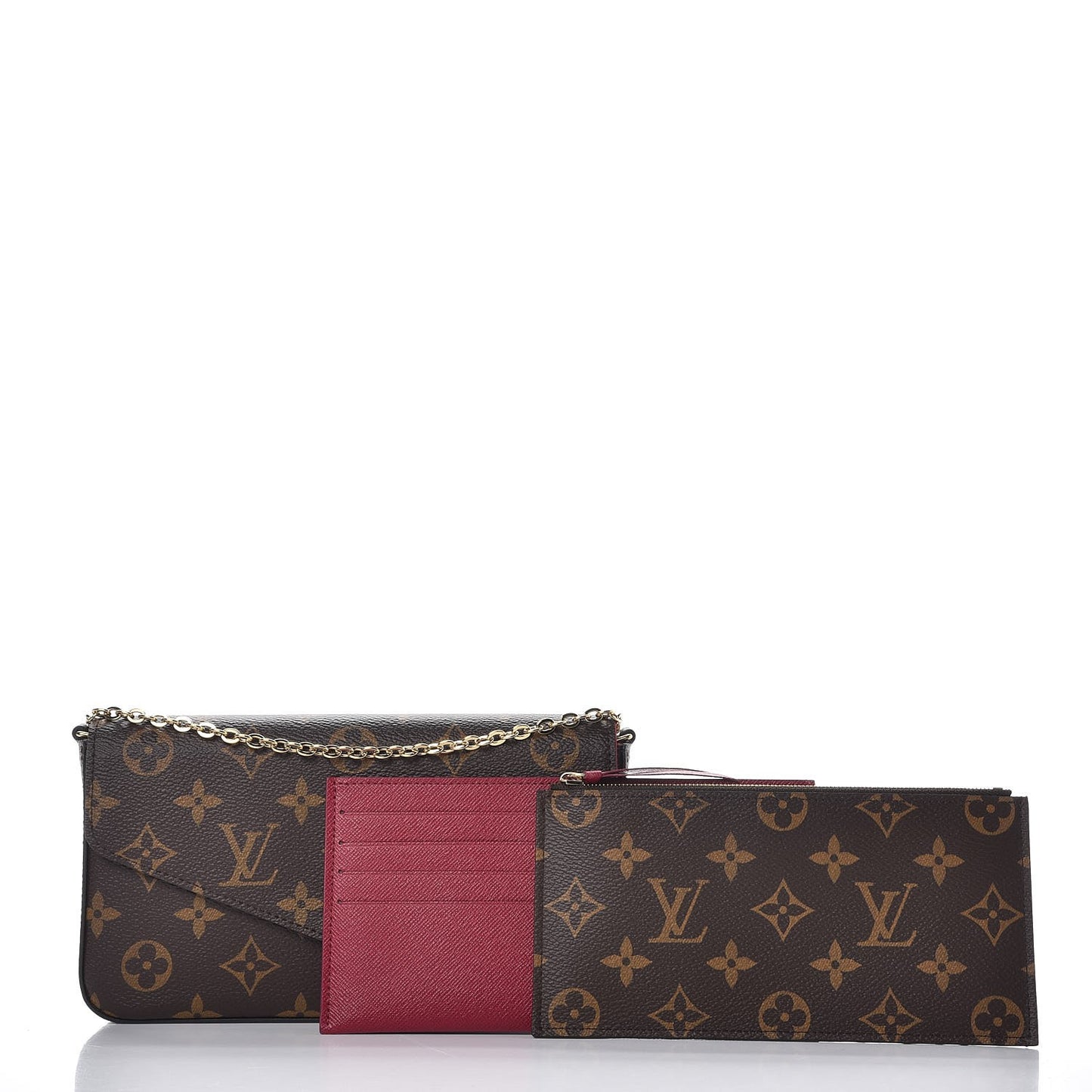 Monogram Pochette Felicie Chain Wallet Fuchsia