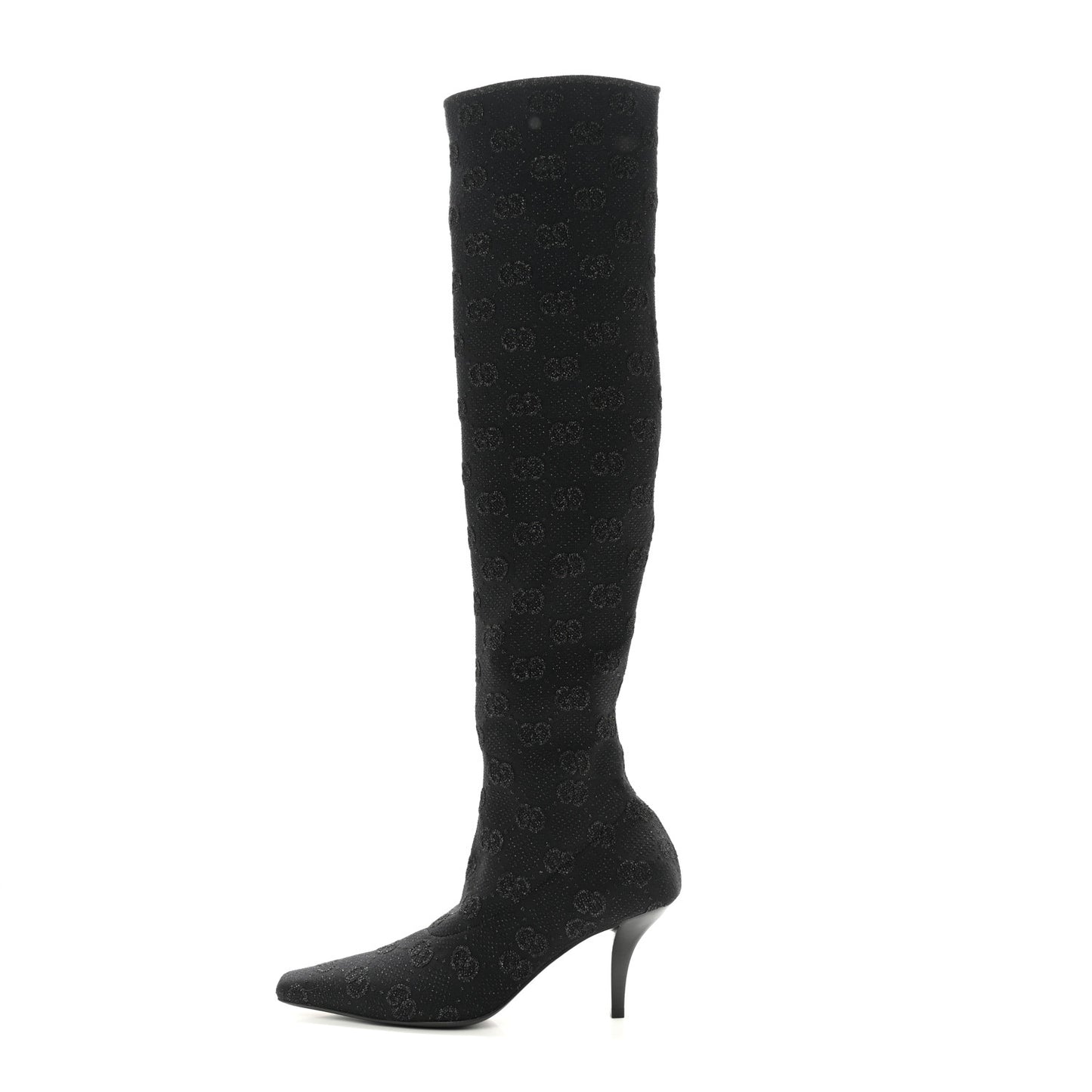 GG Jersey Knee High Boots 37.5 Black