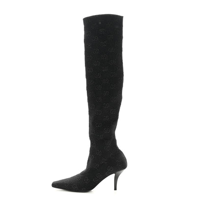 Gucci GG Jersey Knee High Boots 37.5 Black 1 of 8