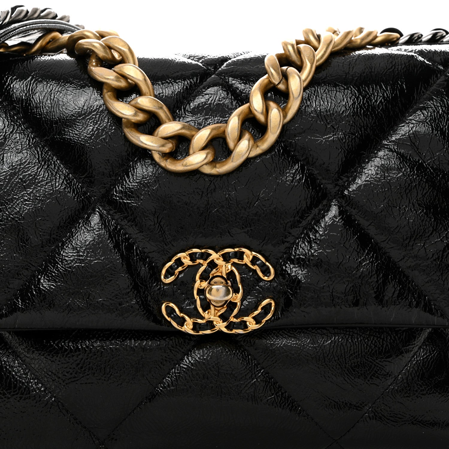 Chanel Shiny Crumpled Calfskin Quilted Large Chanel 19 Flap Black 8 of 10