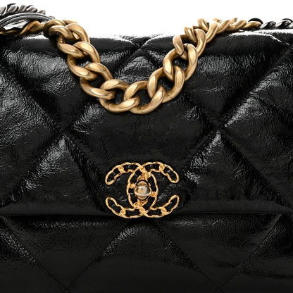 Chanel Shiny Crumpled Calfskin Quilted Large Chanel 19 Flap Black 8 of 10