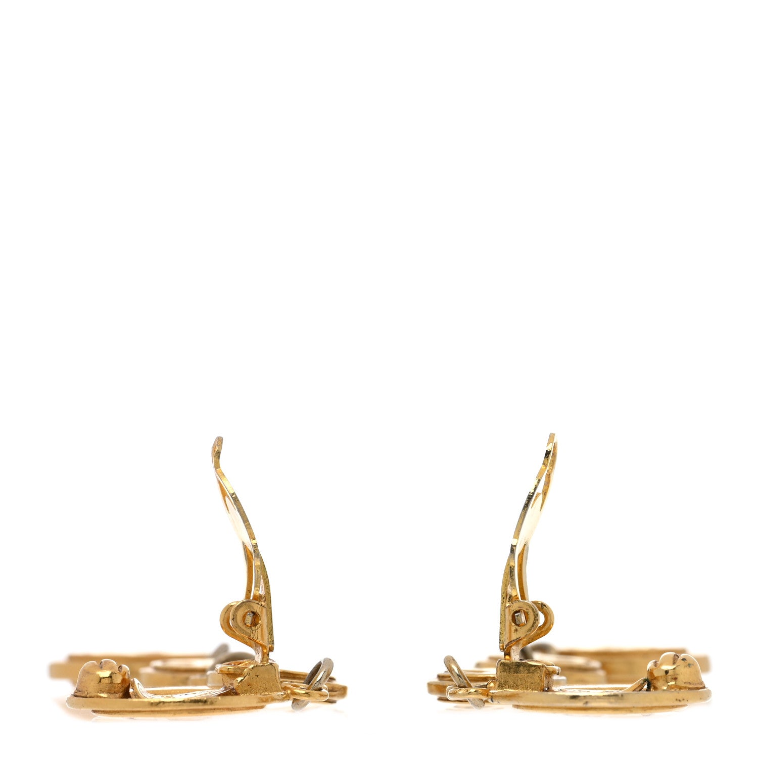 Chanel Metal CC Medallion Clip On Earrings Gold 3 of 4