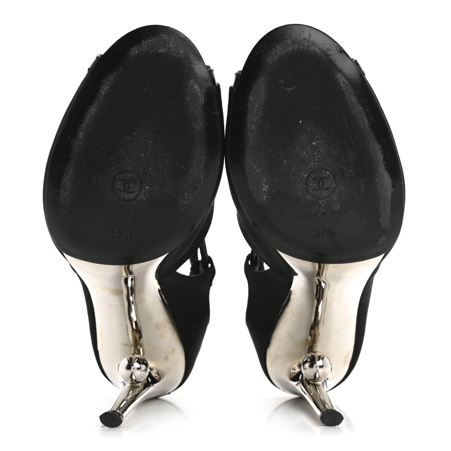 Satin Patent Open Toe Ankle Strap Sandals 37.5 Black