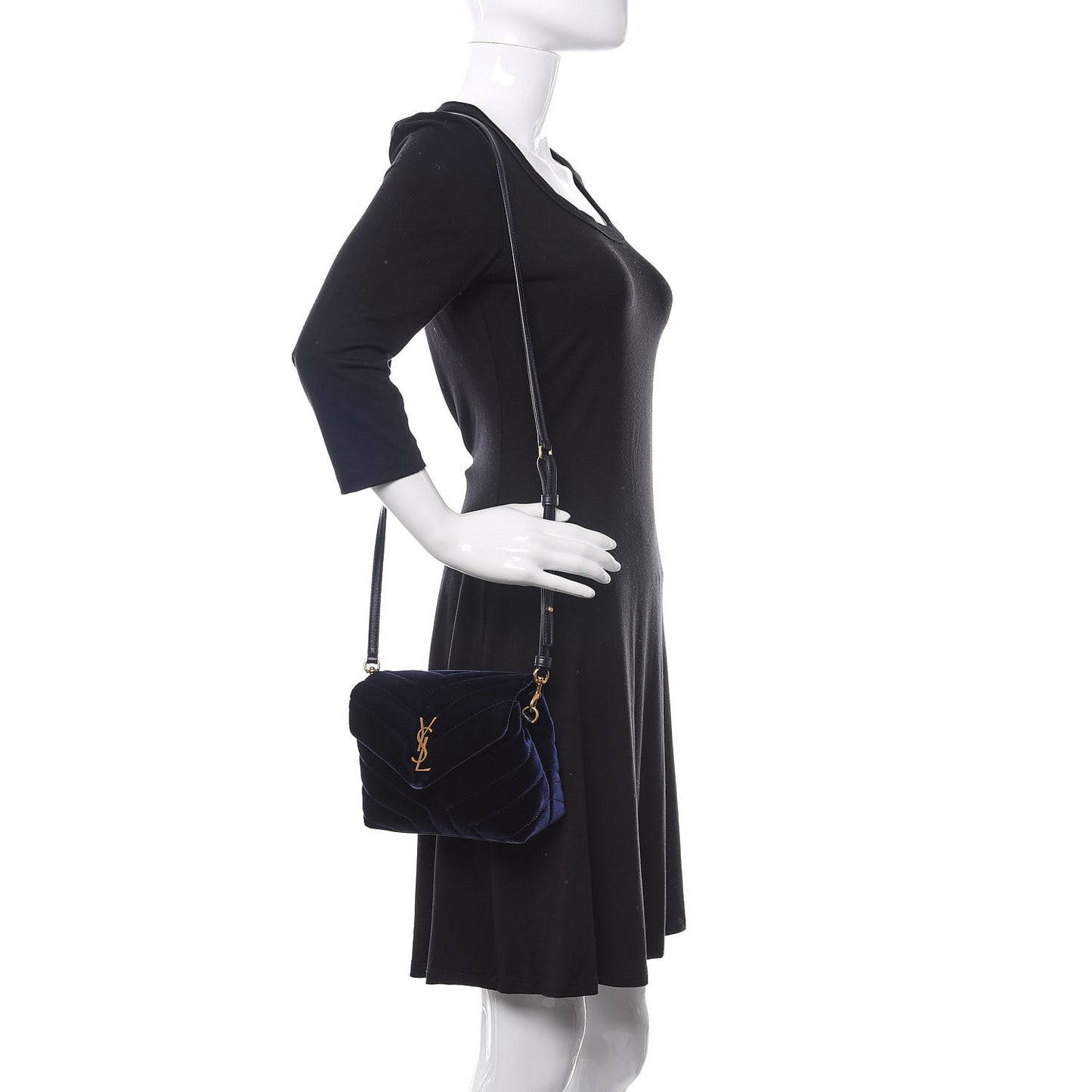 Velvet Y Quilted Monogram Toy Loulou Crossbody Navy