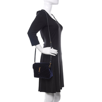 Saint Laurent Velvet Y Quilted Monogram Toy Loulou Crossbody Navy 2 of 11